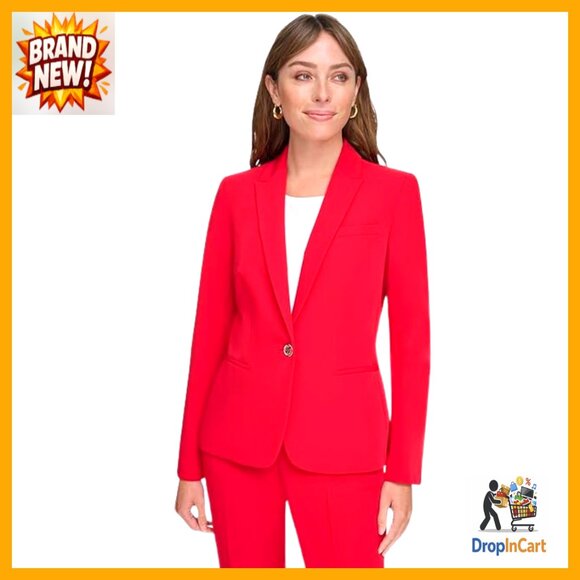 Single Button Blazer Classic Tailored Business Jacket Professional Chic Elegant